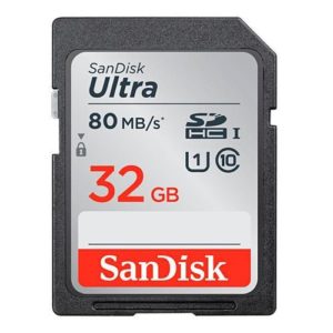 *Cartão SanDisk Ultra 32GB SDHC UHS-I C10 – 80MB/s